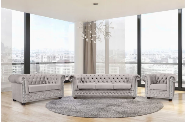 Zestaw mebli pikowanych Chesterfield 3+2+1 FELIX BLINK - wygodne
