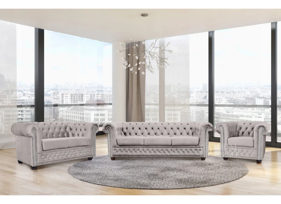 Zestaw mebli pikowanych Chesterfield 3+2+1 FELIX BLINK