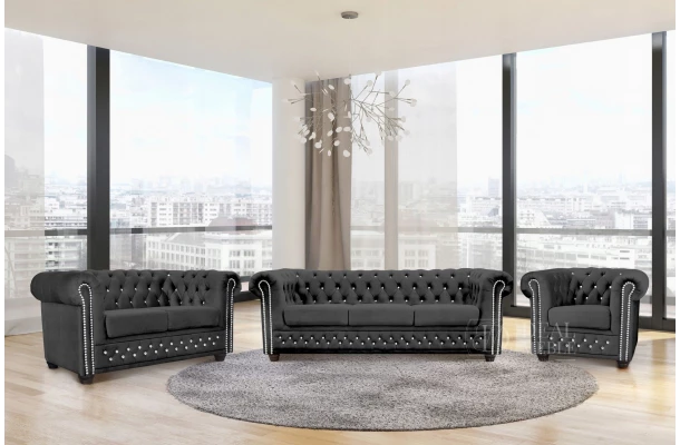 Zestaw mebli pikowanych Chesterfield 3+2+1 FELIX BLINK - eleganckie