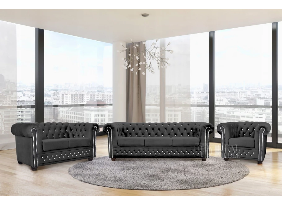 Zestaw mebli pikowanych Chesterfield 3+2+1 FELIX BLINK