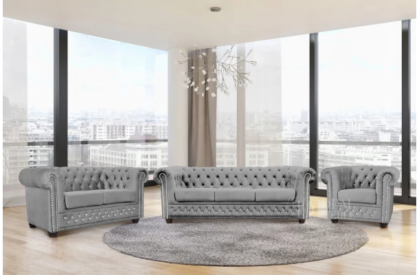Zestaw mebli pikowanych Chesterfield 3+2+1 FELIX BLINK - wypoczynkowe