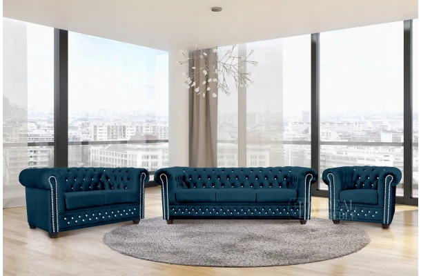 Zestaw mebli pikowanych Chesterfield 3+2+1 FELIX BLINK - stylowe