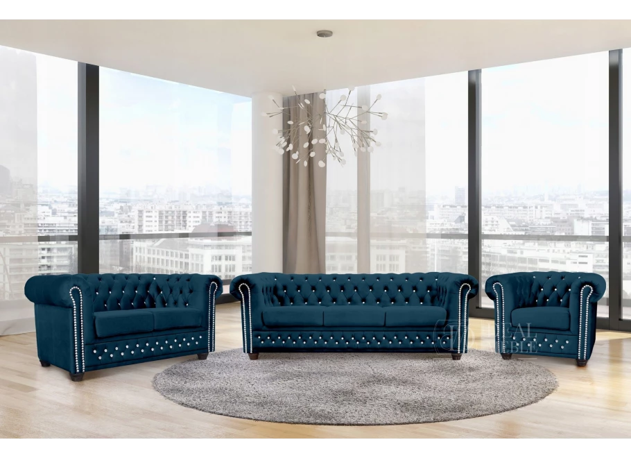 Zestaw mebli pikowanych Chesterfield 3+2+1 FELIX BLINK