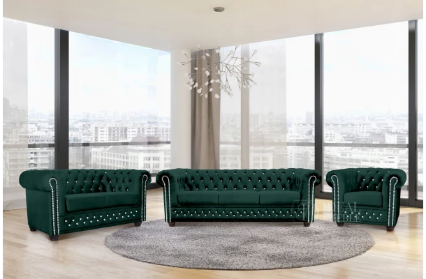 Zestaw mebli pikowanych Chesterfield 3+2+1 FELIX BLINK - nowoczesne