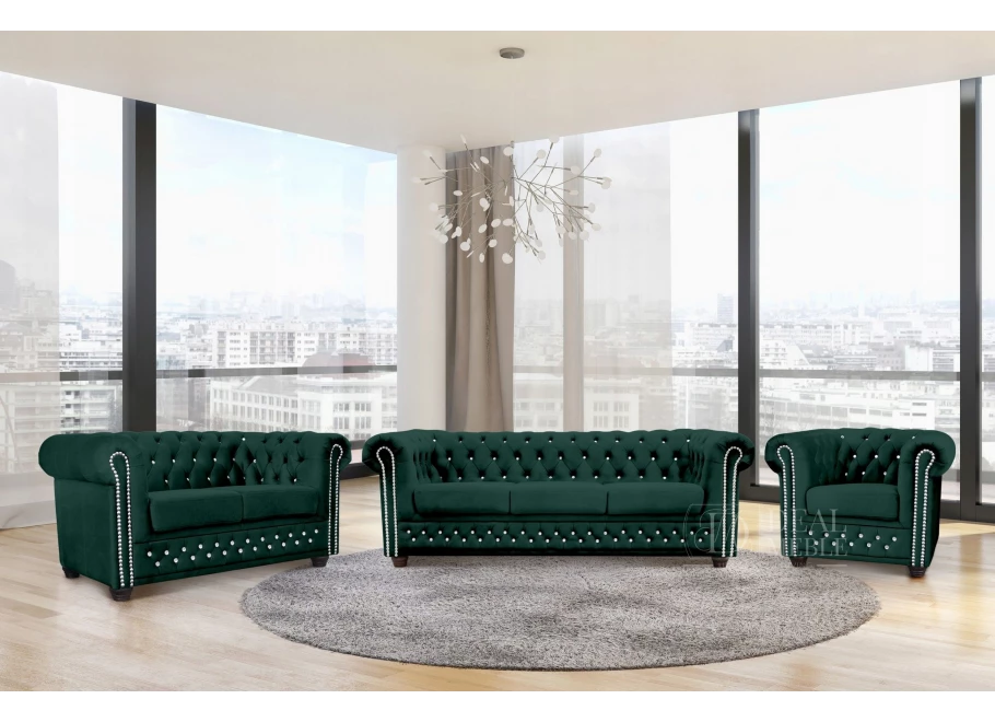 Zestaw mebli pikowanych Chesterfield 3+2+1 FELIX BLINK