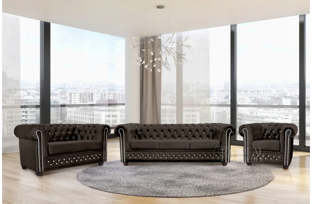 Zestaw mebli pikowanych Chesterfield 3+2+1 FELIX BLINK - designerskie