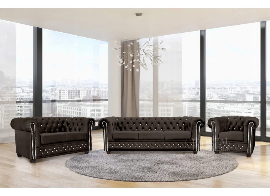 Zestaw mebli pikowanych Chesterfield 3+2+1 FELIX BLINK