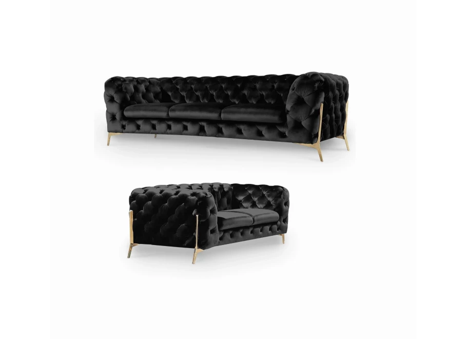 Zestaw mebli pikowanych glamour luksusowy 3+2 TEO HIGH