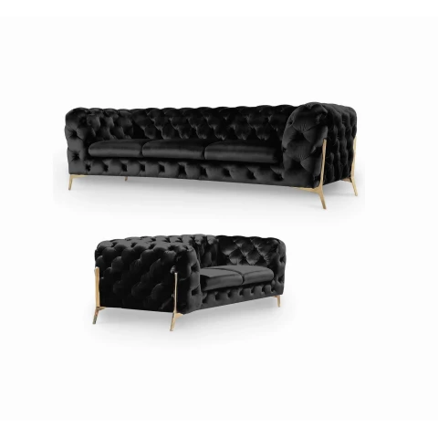 Zestaw mebli pikowanych glamour luksusowy 3+2 TEO HIGH