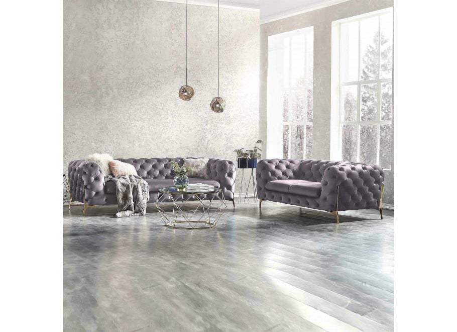 Zestaw mebli pikowanych glamour luksusowy 3+2 TEO HIGH 3