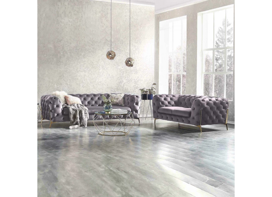 Zestaw mebli pikowanych glamour luksusowy 3+2 TEO HIGH