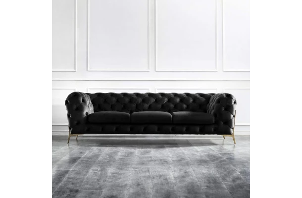 Zestaw mebli pikowanych glamour luksusowy 3+2 TEO HIGH - eleganckie