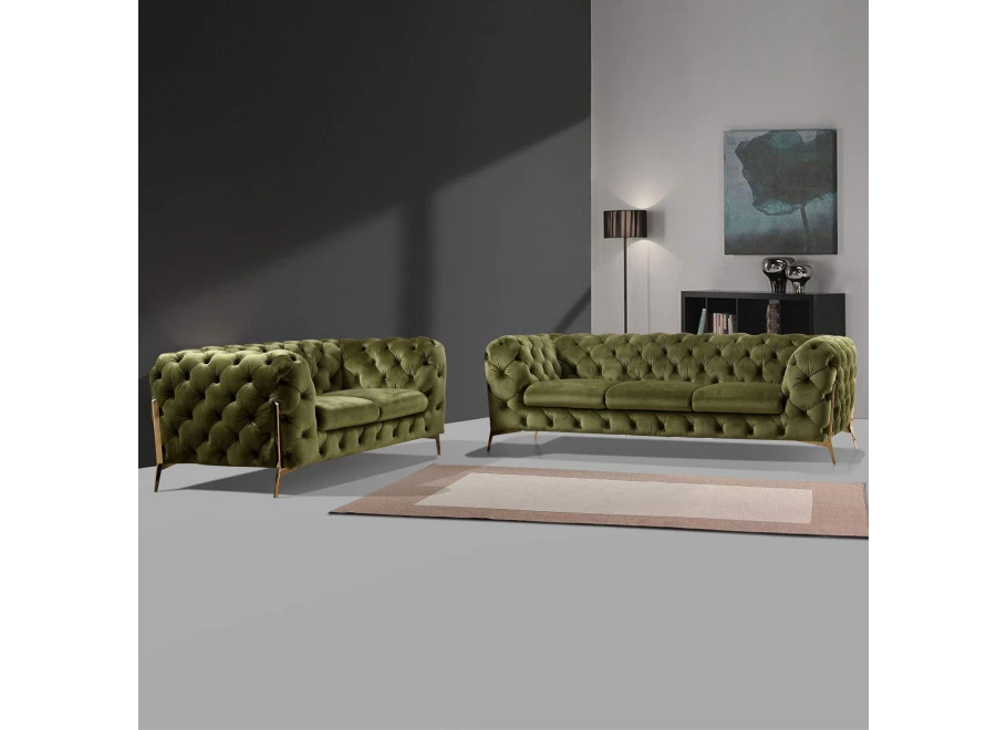 Zestaw mebli pikowanych glamour luksusowy 3+2 TEO HIGH