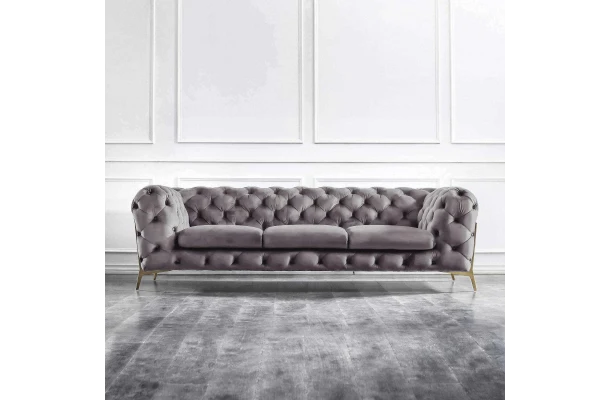 Zestaw mebli pikowanych glamour luksusowy 3+2 TEO HIGH - nowoczesne