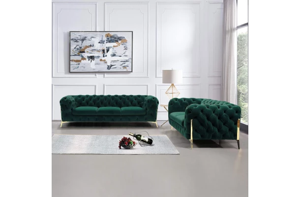 Zestaw mebli pikowanych glamour luksusowy 3+2 TEO HIGH - designerskie