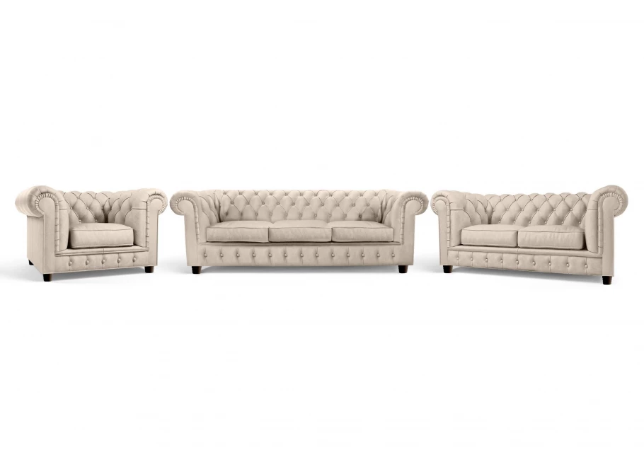 Zestaw mebli pikowanych glamour Chesterfield 3+2+1 SOLARIS
