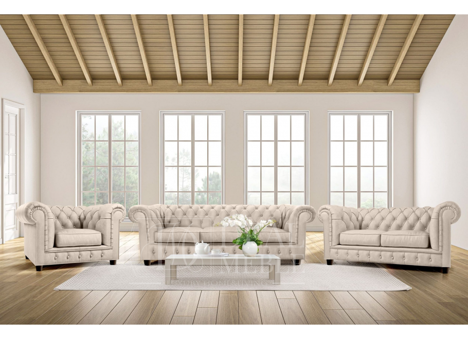 Zestaw mebli pikowanych glamour Chesterfield 3+2+1 SOLARIS 12