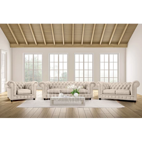 Zestaw mebli pikowanych glamour Chesterfield 3+2+1 SOLARIS