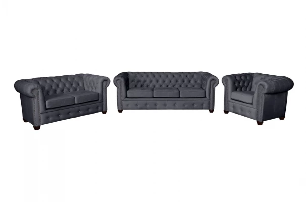 Zestaw mebli pikowanych glamour 3+2+1 VINCENT - komplety
