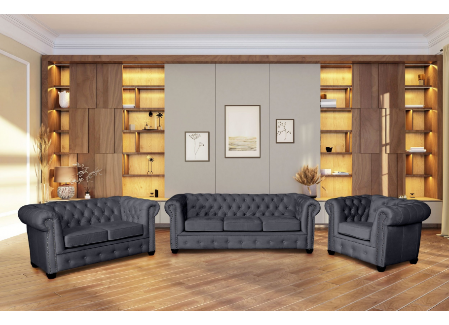 Zestaw mebli pikowanych glamour 3+2+1 VINCENT 11