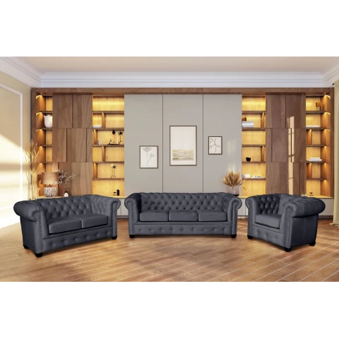Zestaw mebli pikowanych glamour 3+2+1 VINCENT
