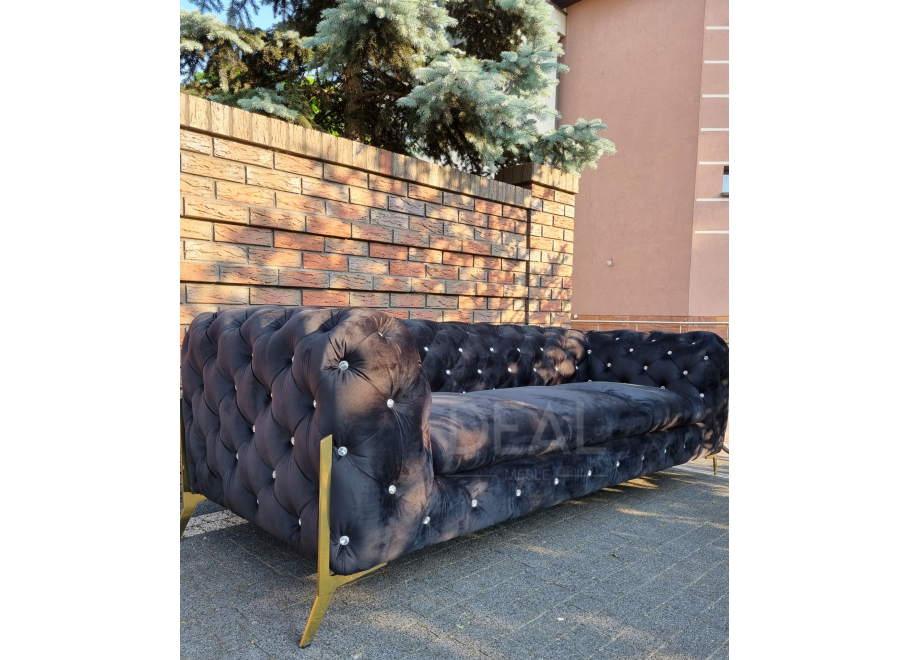 Sofa trzyosobowa pikowana glamour Chesterfield TEO HIGH BLINK 3 3