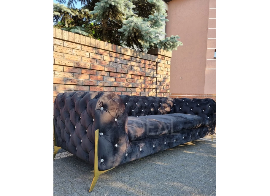 Sofa trzyosobowa pikowana glamour Chesterfield TEO HIGH BLINK 3