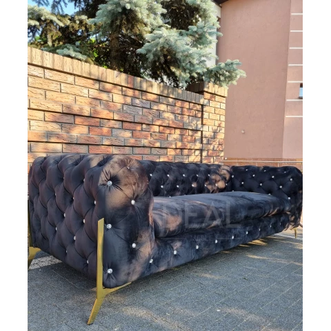 Sofa trzyosobowa pikowana glamour Chesterfield TEO HIGH BLINK 3