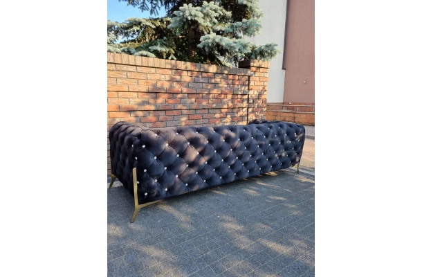 Sofa trzyosobowa pikowana glamour Chesterfield TEO HIGH BLINK 3 - spanie