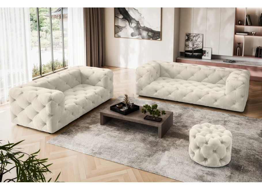 Sofa dwuosobowa pikowana premium Chesterfield BENTLEY