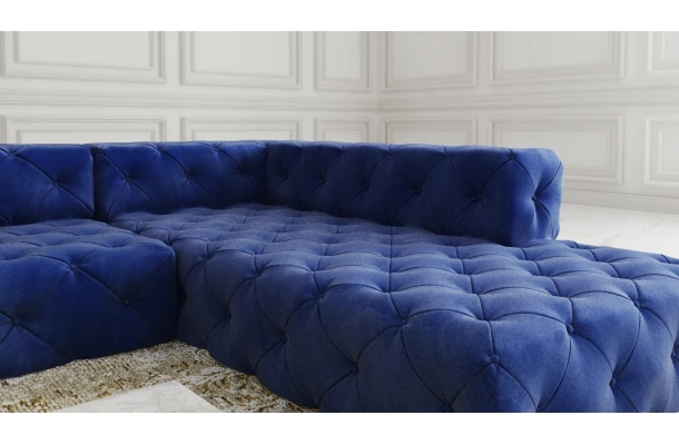 Narożnik pięcioosobowy pikowany glamour BENTLEY - design i funkcjonalnosc w parze