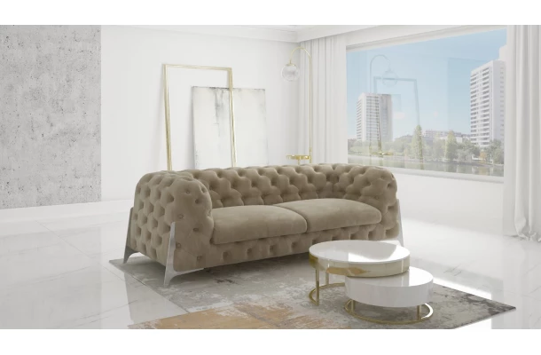 Sofa trzyosobowa pikowana glamour Chesterfield KALIFORNIA 3 - design i funkcjonalnosc w parze