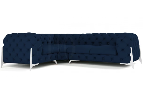 Narożnik czteroosobowy pikowany glamour Chesterfield KALIFORNIA 1+E+2 - otwarty Narożnik czteroosobowy pikowany glamour Chesterfield KALIFORNIA 1+E+2 - otwarty
