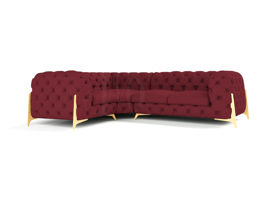 Narożnik czteroosobowy pikowany glamour Chesterfield KALIFORNIA 1+E+2 5