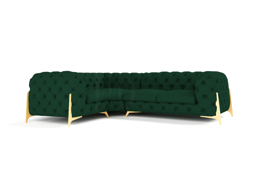 Narożnik czteroosobowy pikowany glamour Chesterfield KALIFORNIA 1+E+2 3