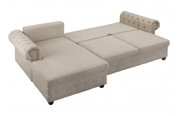 Narożnik czteroosobowy z funkcją spania pikowany glamour LUZERN - eleganckie Narożnik czteroosobowy z funkcją spania pikowany glamour LUZERN - eleganckie