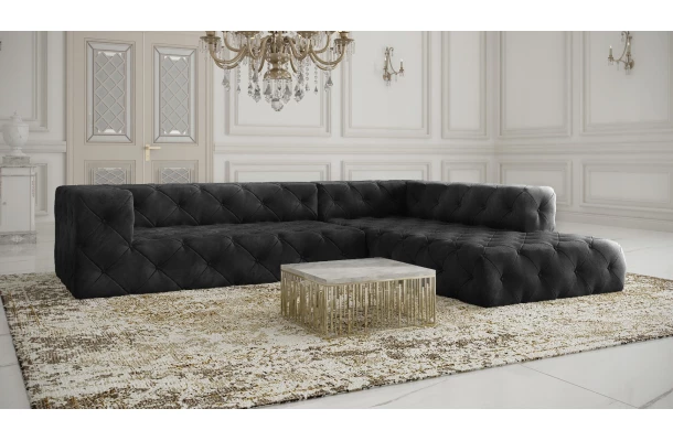 Narożnik pięcioosobowy pikowany glamour BENTLEY - design i funkcjonalnosc w parze