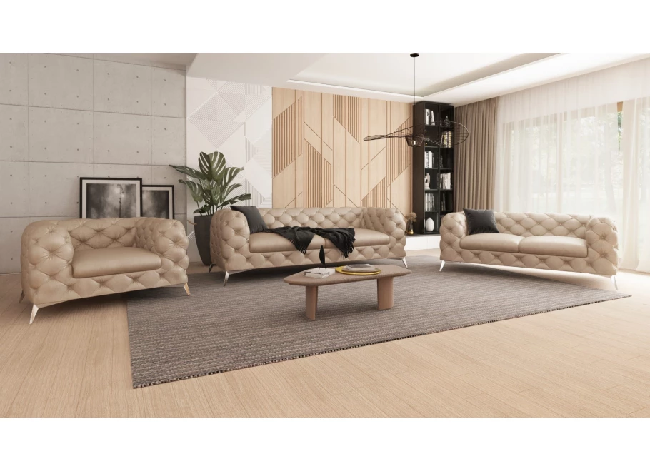 Zestaw mebli pikowanych glamour Chesterfield 2,5+2+1 TEO