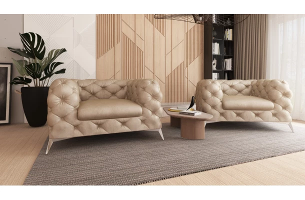 Zestaw mebli pikowanych glamour Chesterfield 2,5+2+1 TEO - sofy