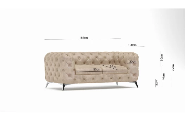 Zestaw mebli pikowanych glamour Chesterfield 2,5+2+1 TEO - narożniki