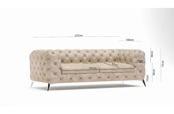 Zestaw mebli pikowanych glamour Chesterfield 2,5+2+1 TEO - wygodne