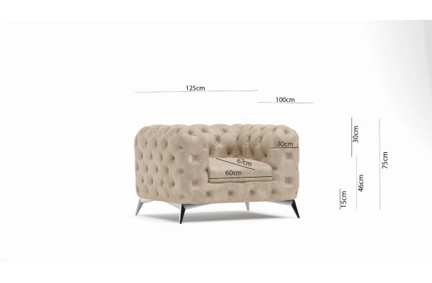 Zestaw mebli pikowanych glamour Chesterfield 2,5+2+1 TEO - eleganckie