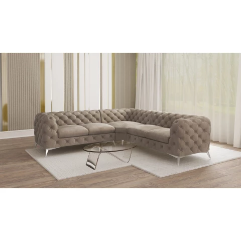 Narożnik pięcioosobowy luksusowy pikowany Chesterfield TEO 2+E+2