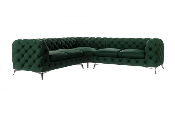 Narożnik pięcioosobowy luksusowy pikowany Chesterfield TEO 2+E+2 - przestronne