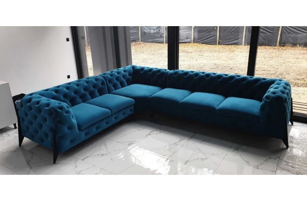 Narożnik sześcioosobowy pikowany KALIFORNIA 2+E+3 tk. venus velvet 2912 - design i funkcjonalnosc w parze
