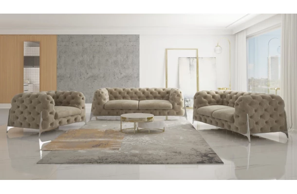 Zestaw mebli pikowanych Chesterfield luksusowy 3+2+1 KALIFORNIA - sofy