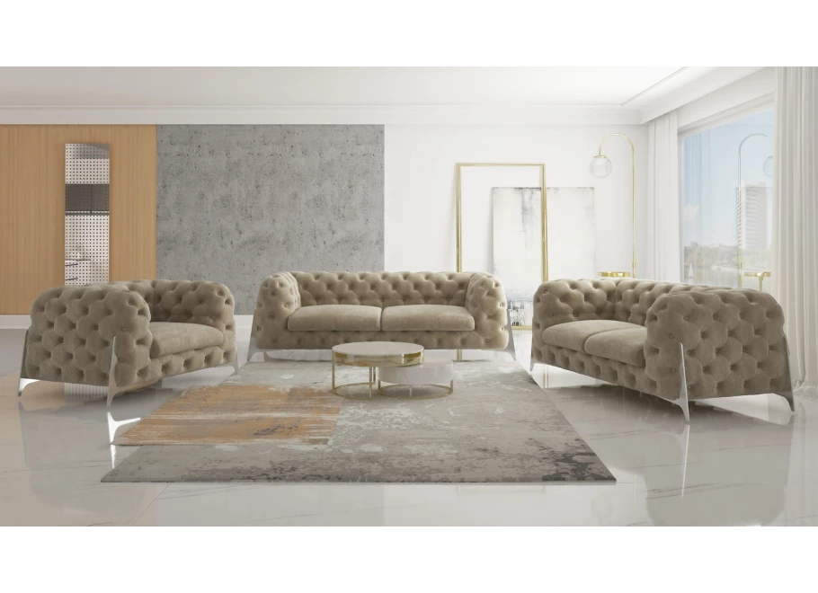 Zestaw mebli pikowanych Chesterfield luksusowy 3+2+1 KALIFORNIA