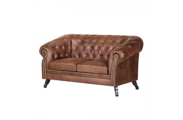 Sofa dwuosobowa pikowana Chesterfield GOWEL - wypoczynkowe