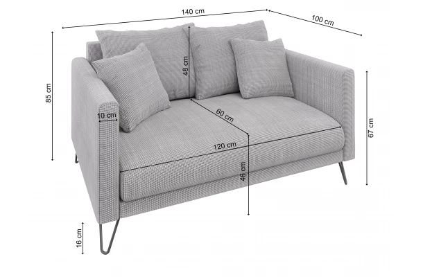 Sofa dwuosobowa nowoczesna Ovi - wygodne