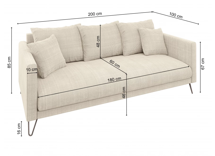 Sofa trzyosobowa nowoczesna Ovi